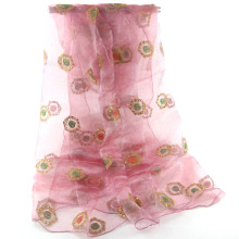 Heißer Verkäufer billige Glitter Blume sticken Organza Schal Schal mittleren Westen Hijab